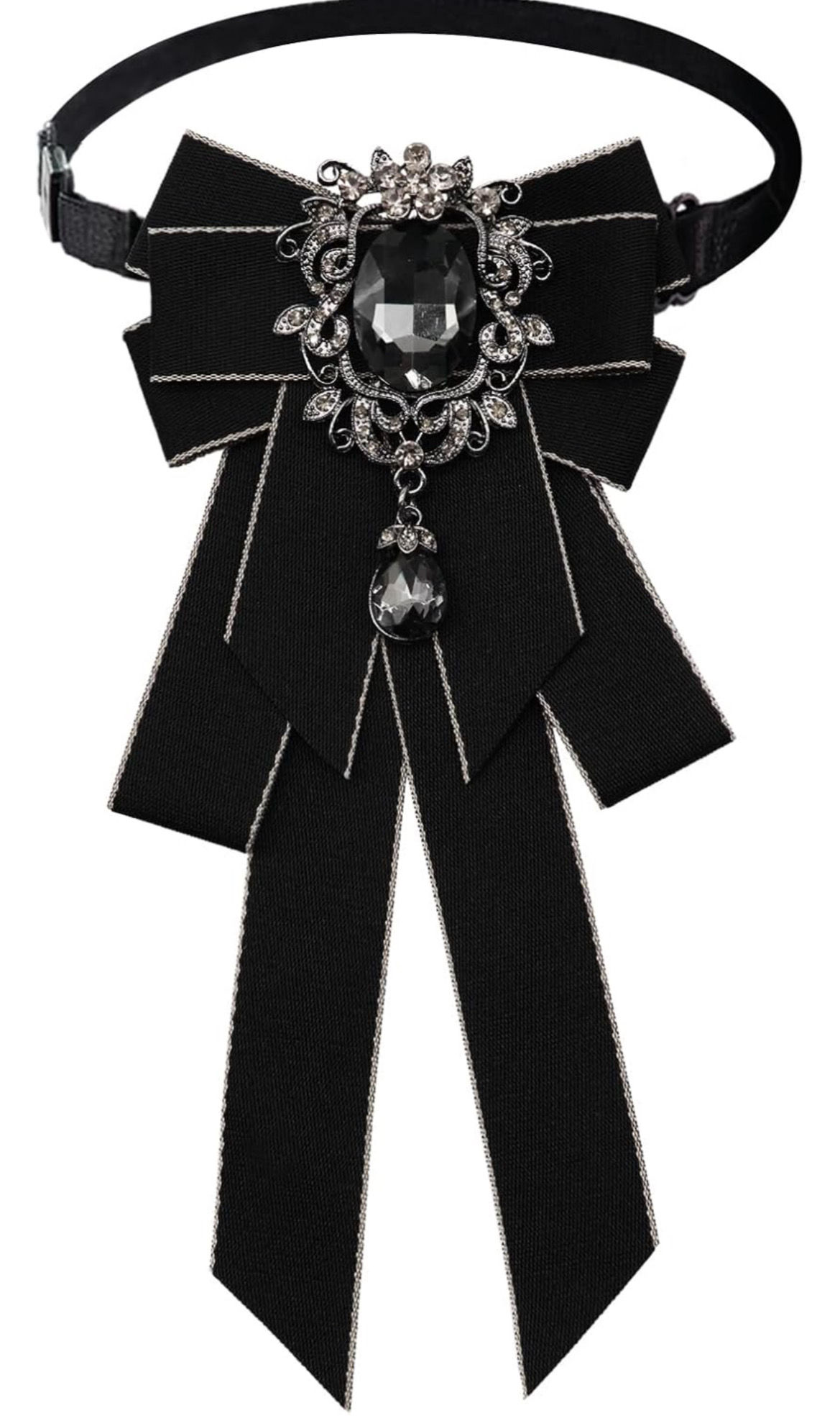 Black Bow Tie with Black Jewels 