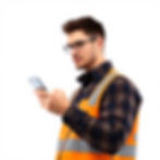 a worker holding an iPhone, white background, facing forward.jpg