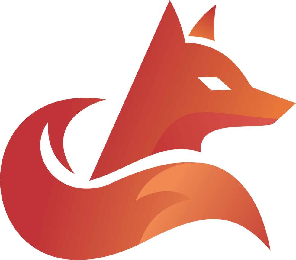 Stylized orange fox head logo