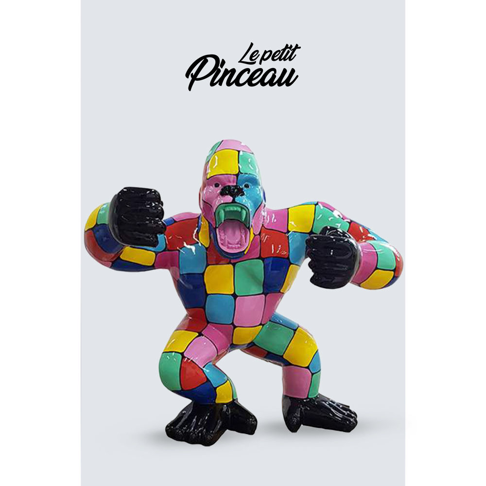 statue singe gorille 210cm collection smarties noir - face le petit pinceau