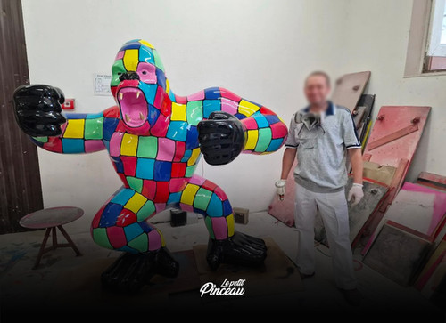 置物 GIMME SOME NEXT Statue Gorille XXL Résine 190cm - Puzzle | Lepetitpinceau.com