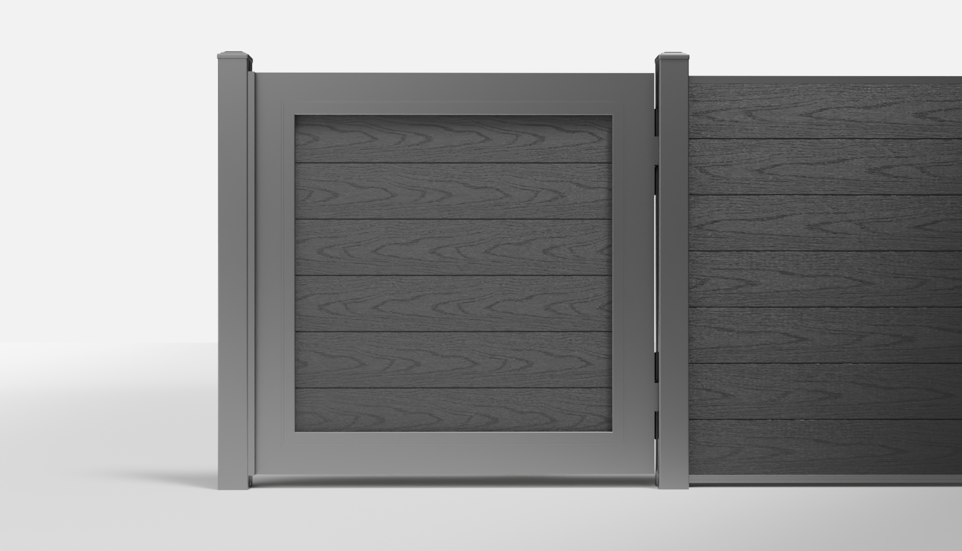 Charcoal Composite Horizontal Full Privacy Single Gate — 3.5 ft W × 3.5 ft H - In-Ground