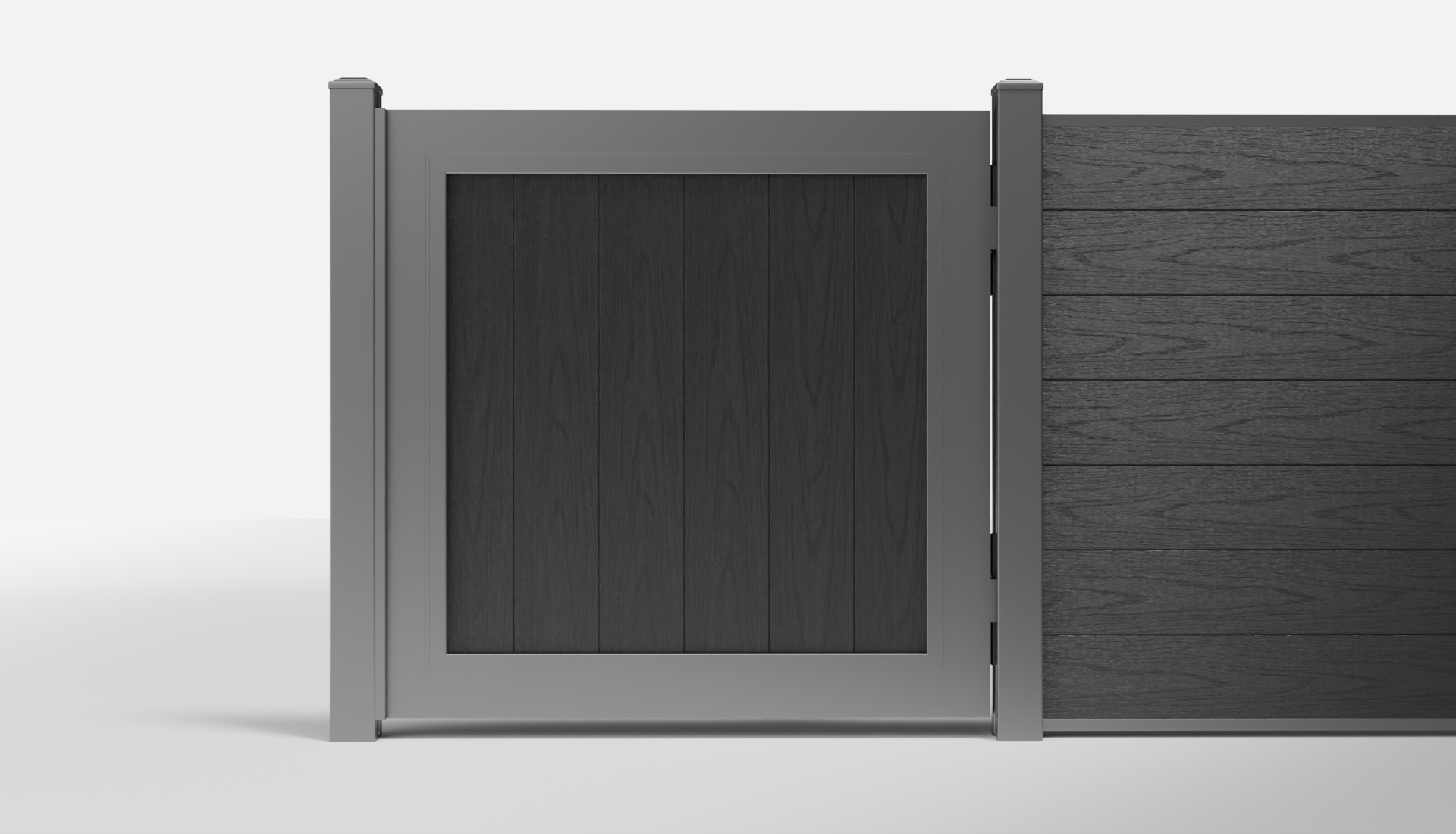 Charcoal Composite Vertical Full Privacy Single Gate — 3.5 ft W × 3.5 ft H - In-Ground