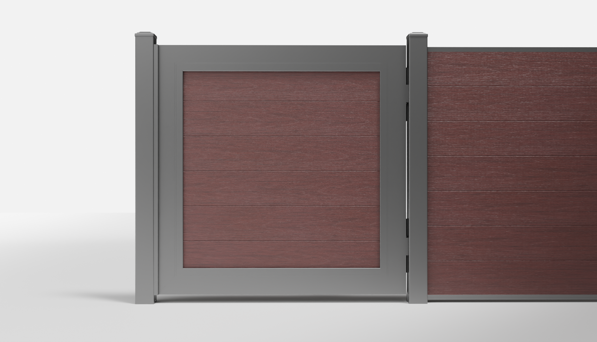 Redwood Composite Horizontal Full Privacy Single Gate — 3.5 ft W × 3.5 ft H - In-Ground