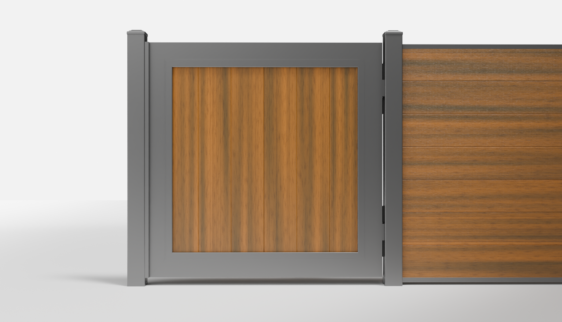 Teak Composite Vertical Full Privacy Single Gate — 3.5 ft W × 3.5 ft H - In-Ground