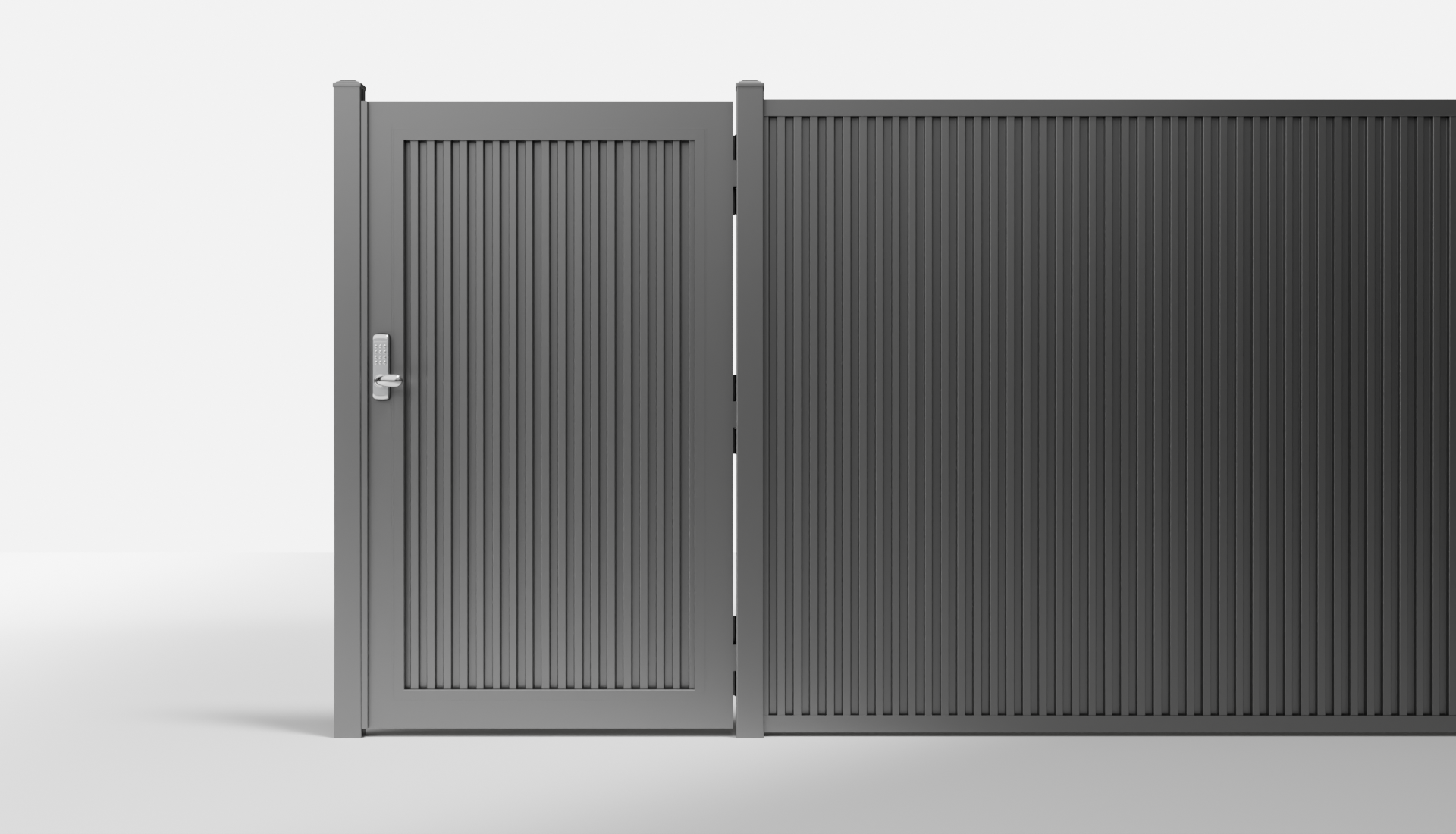 Private Black FireGuard Vertical Full Privacy Metal Single Gate — 3.5 ft W × 6 ft H - In-Ground