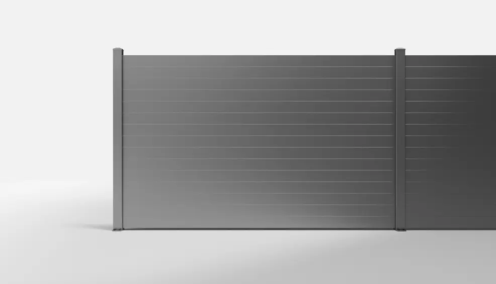 Private Black Horizontal Steel Slat Full-Privacy Fence — 8 × 5 Feet — Surface Mount