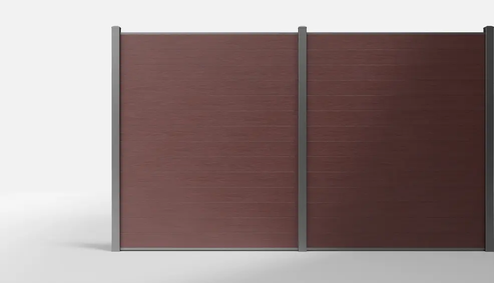 Redwood Wood-Look Horizontal Composite Full-Privacy Fence — 6 × 7 Feet — In-Ground