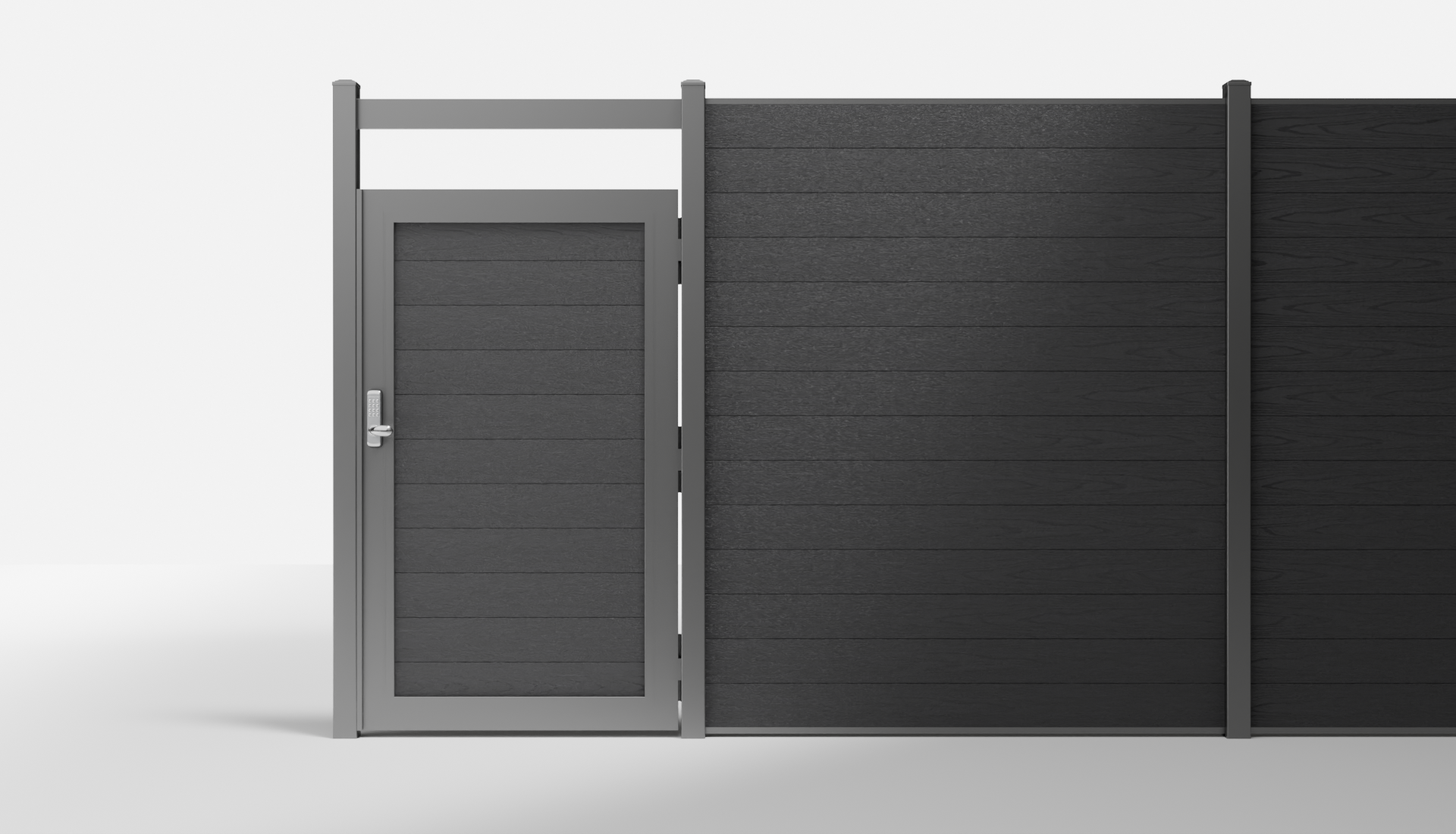 Charcoal Composite Horizontal Full Privacy Single Gate with Crossbeam — 3.5 ft W × 6 ft H - In-Ground