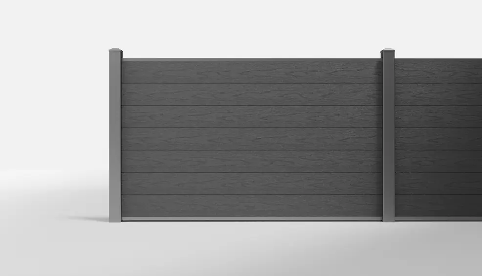 Charcoal Wood-Look Horizontal Composite Full-Privacy Fence — 72 × 42 Inches — In-Ground