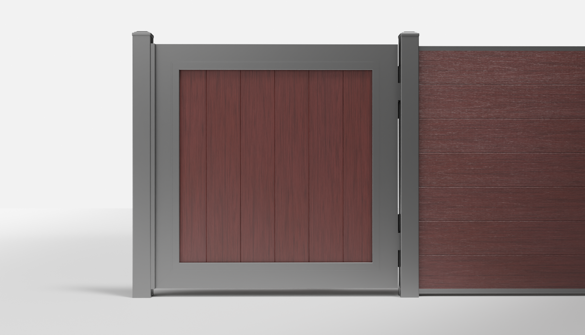 Redwood Composite Vertical Full Privacy Single Gate — 3.5 ft W × 3.5 ft H - In-Ground
