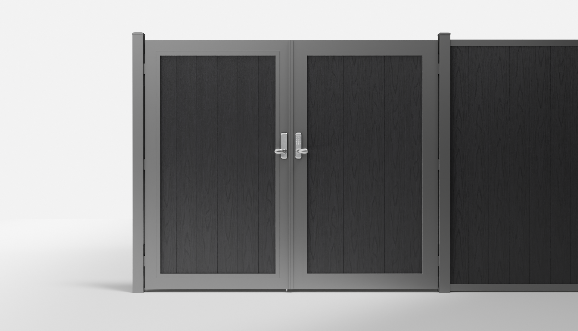 Charcoal Composite Vertical Full Privacy Double Gate — 7 ft W × 6 ft H - In-Ground