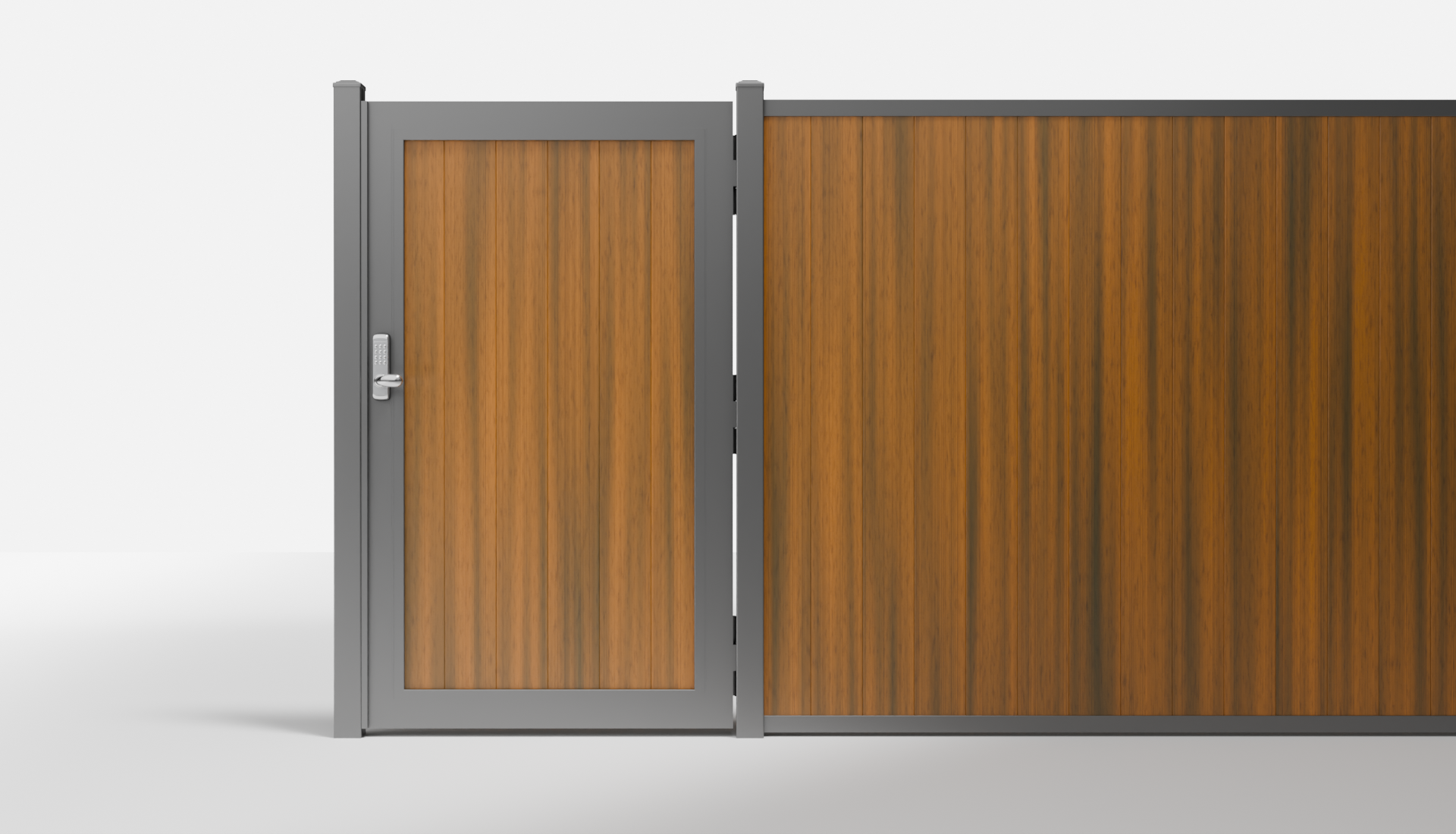 Teak Composite Vertical Full Privacy Single Gate — 3.5 ft W × 6 ft H - In-Ground