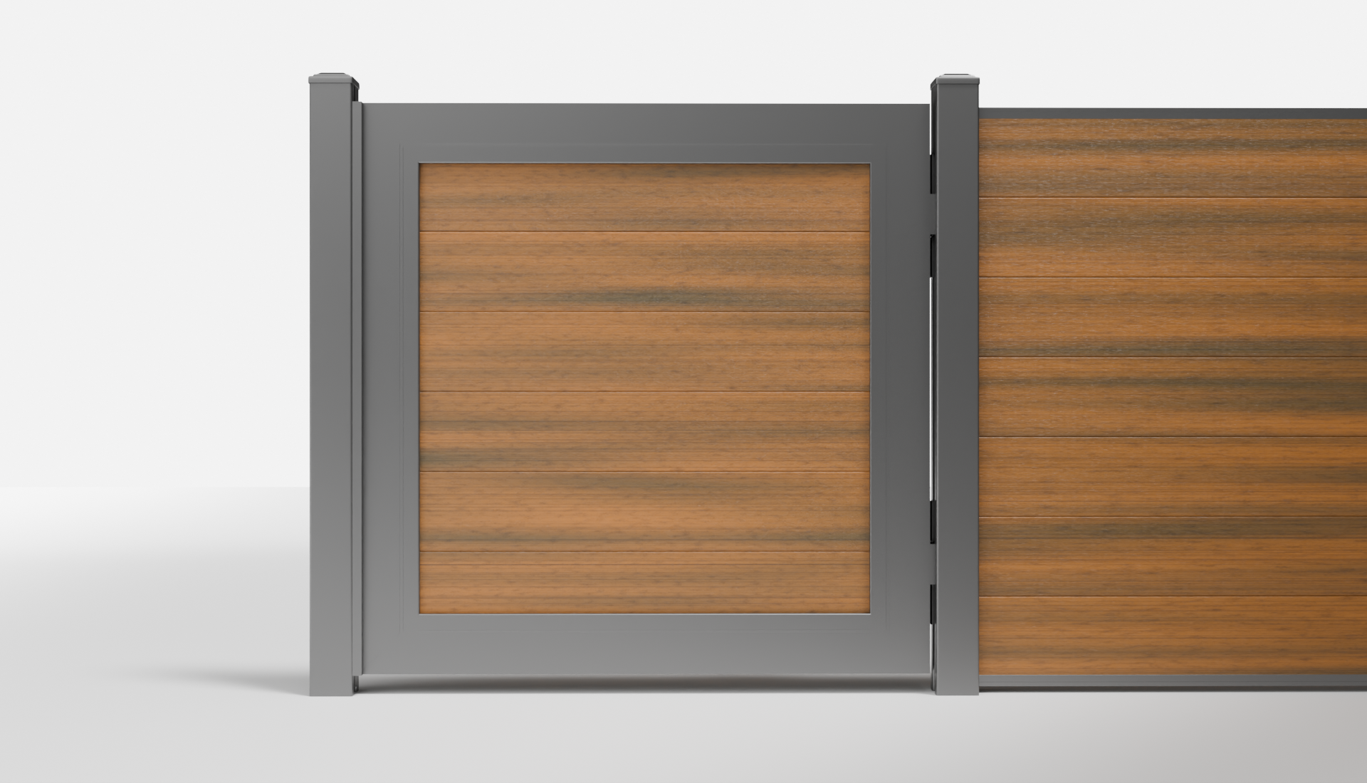 Teak Composite Horizontal Full Privacy Single Gate — 3.5 ft W × 3.5 ft H - In-Ground