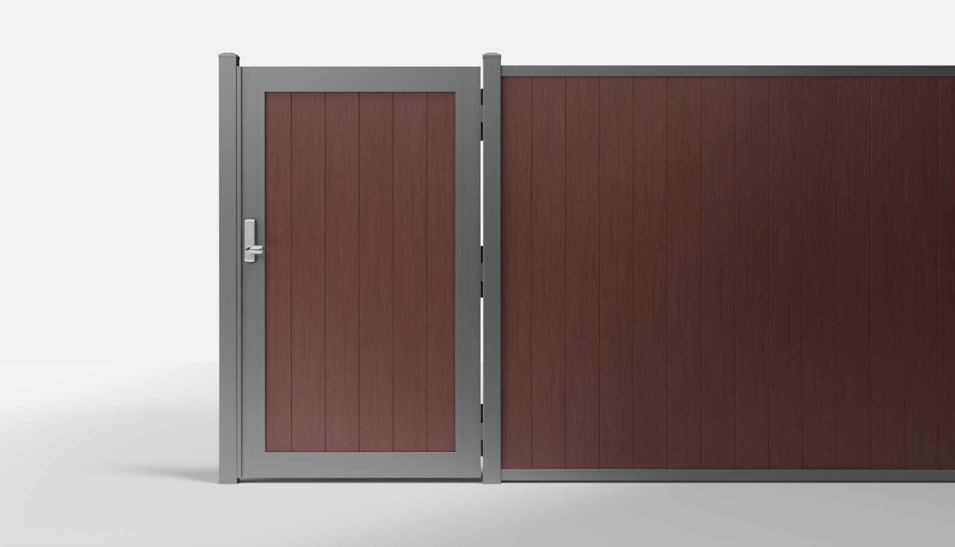 Redwood Composite Vertical Full Privacy Single Gate — 3.5 ft W × 6 ft H - In-Ground