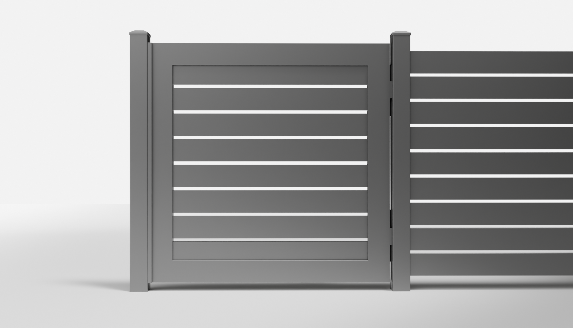 Private Black LINE Horizontal Semi-Privacy Metal Single Gate — 3.5 ft W × 3.5 ft H - In-Ground