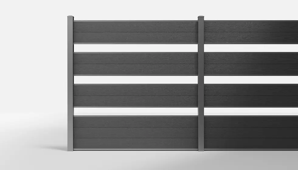 Charcoal Composite Horizontal Spaced Panels Fence Panel — 6 ft W × 6 ft H - In-Ground