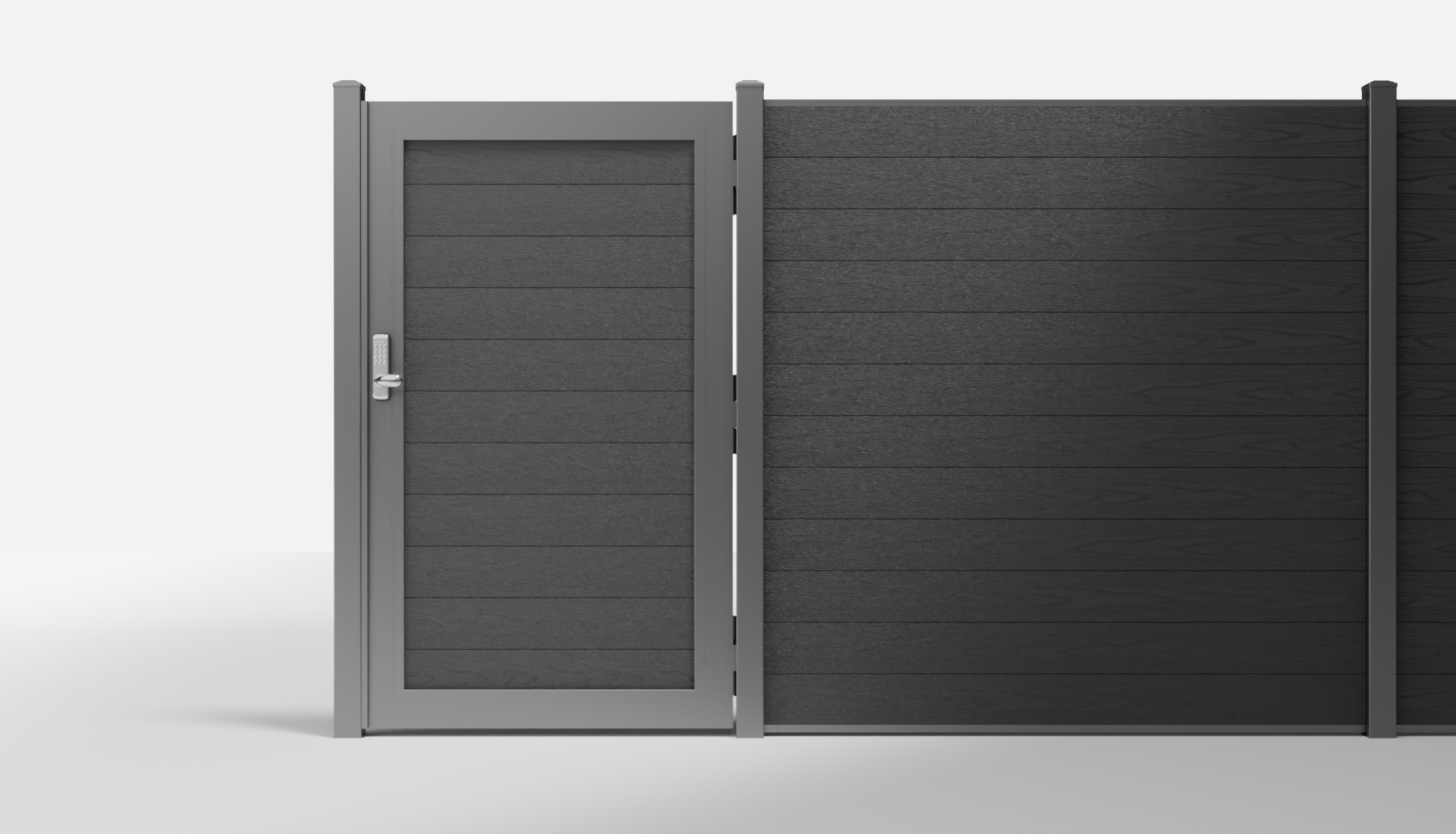 Charcoal Composite Horizontal Full Privacy Single Gate — 3.5 ft W × 6 ft H - In-Ground