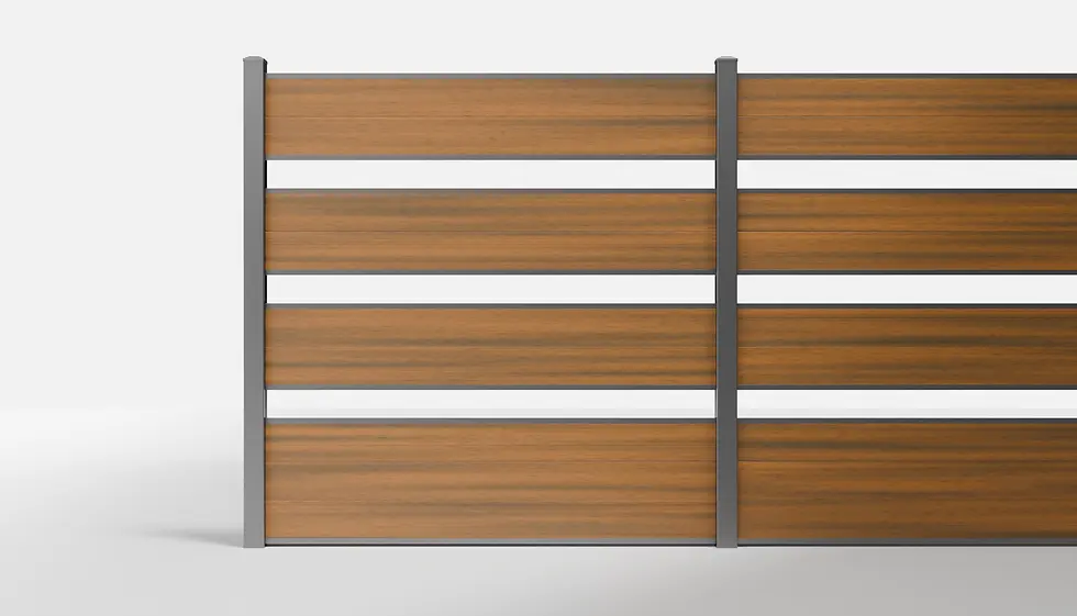 Teak Composite Horizontal Spaced Panels Fence Panel — 6 ft W × 6 ft H - In-Ground