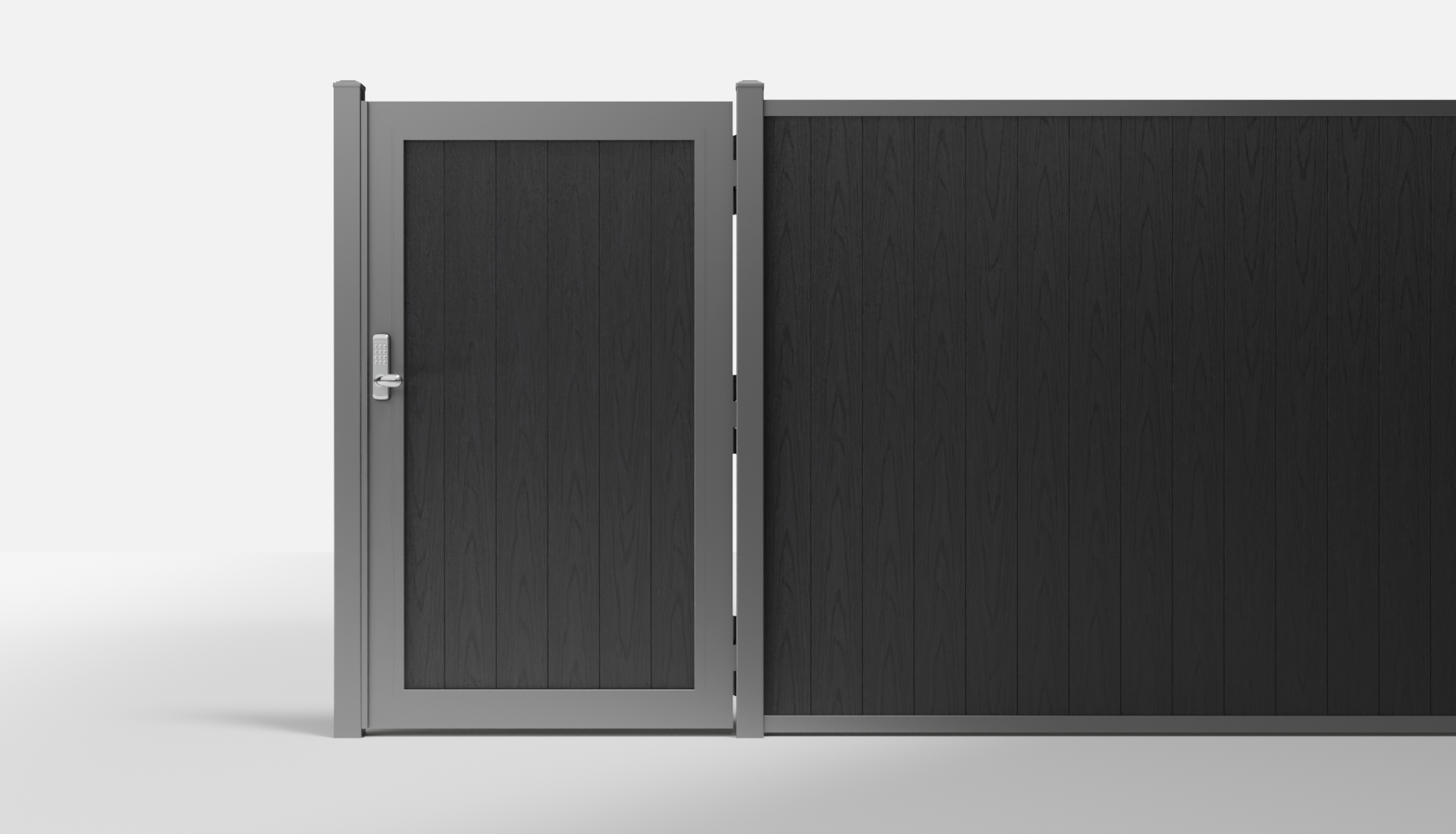 Charcoal Composite Vertical Full Privacy Single Gate — 3.5 ft W × 6 ft H - In-Ground