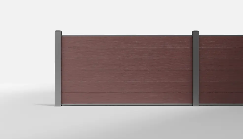 Redwood Wood-Look Horizontal Composite Full-Privacy Fence — 6 × 3 Feet — In-Ground