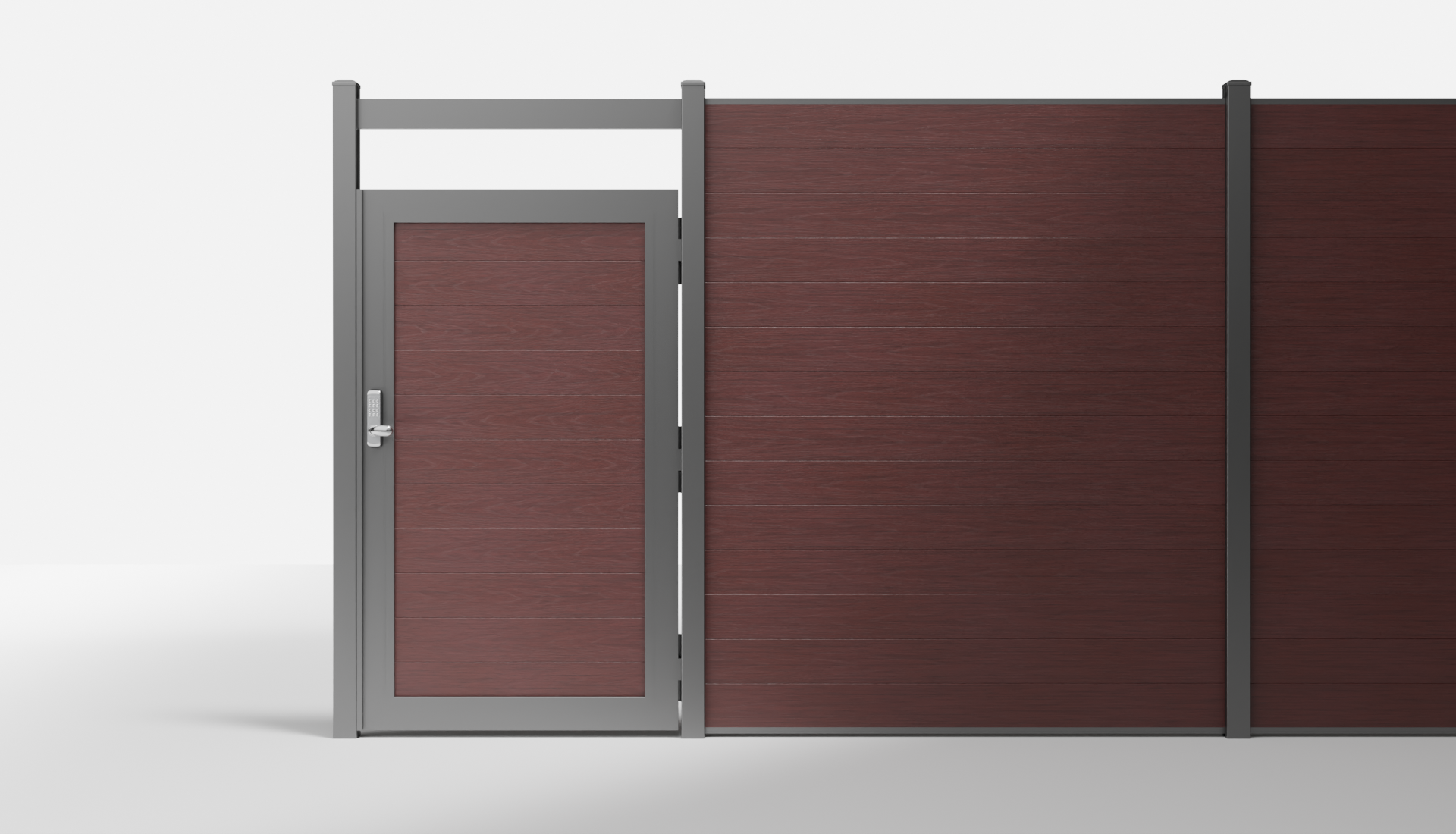 Redwood Composite Horizontal Full Privacy Single Gate with Crossbeam — 3.5 ft W × 6 ft H - In-Ground