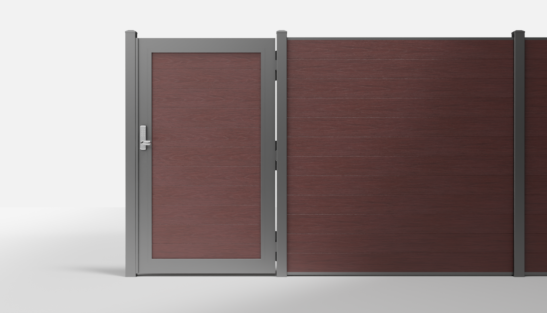Redwood Composite Horizontal Full Privacy Single Gate — 3.5 ft W × 6 ft H - In-Ground