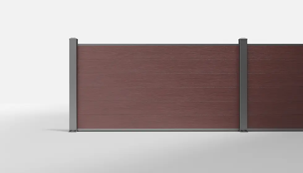 Redwood Composite Horizontal Full Privacy Fence Panel — 6 ft W × 3 ft H - Surface Mount