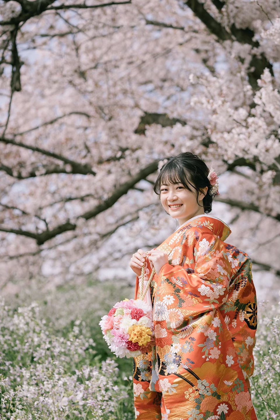 桜フォト 色打掛　和ブーケ