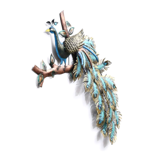 Thumbnail: Blue Iron Bit Peacock Wall Hanging with LED