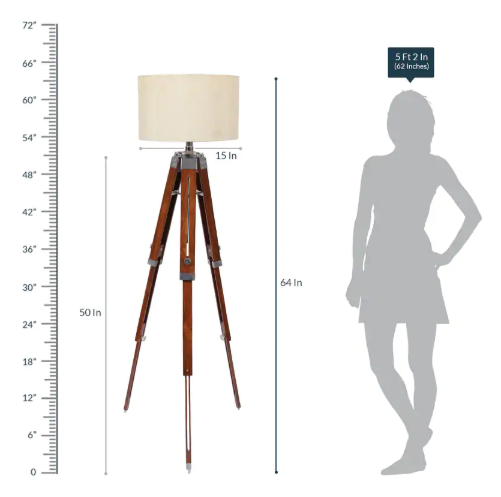 Thumbnail: Beige Fabric Floor Tripod Lamp