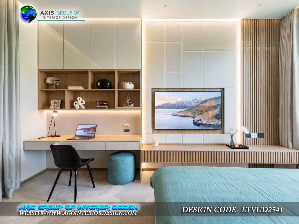 Affordable TV Unit with Study Table Design India by Axis Group