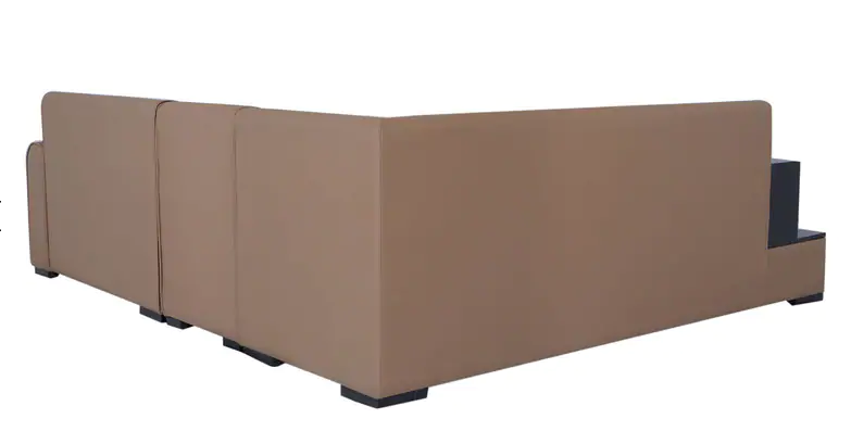 Thumbnail: Sofa In Tan Brown Leatherette with Side Table