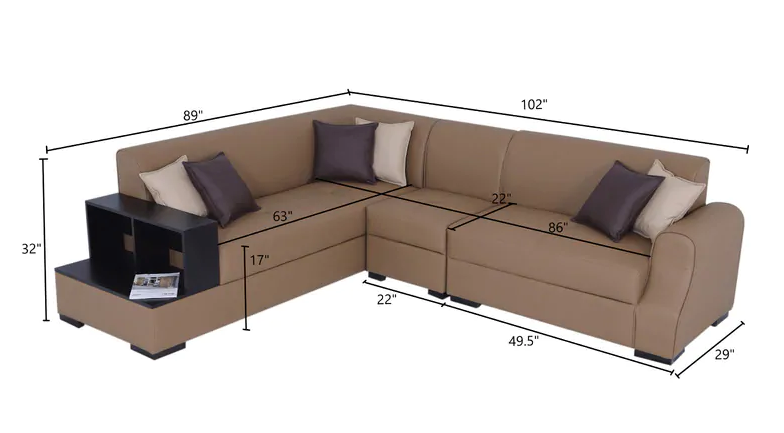 Thumbnail: Sofa In Tan Brown Leatherette with Side Table