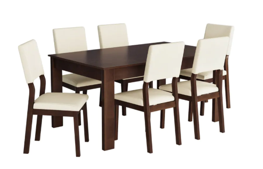 Thumbnail: Amanda 6 Seater Dining Set in Cappuccino & Beige Finish