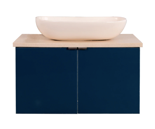 Thumbnail: Blue Laminated Stainless Steel Bathroom Vanity With Counter Top Wash Basin