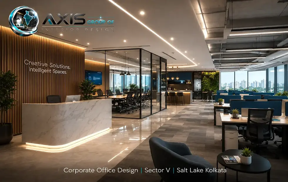 Award-winning corporate office interior design in Salt Lake Sector V Kolkata by AGO Interior Design - modern workspace for IT and business companies