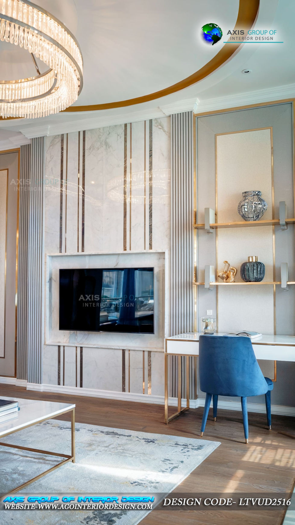Luxury paneling TV Unit with Study Table | Axis Group Kolkata
