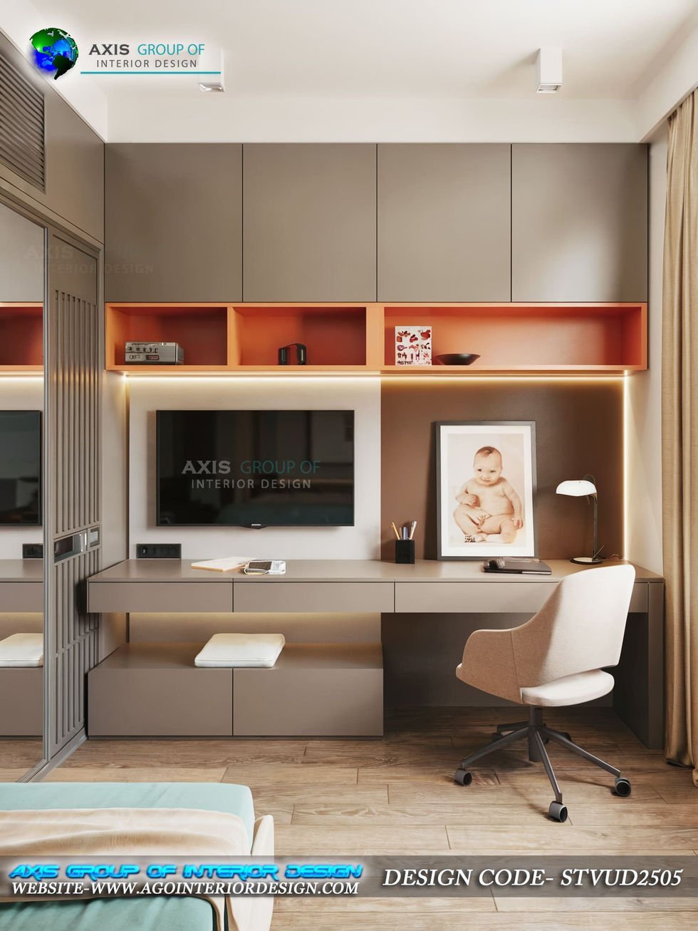 TV Wall Unit with Study Table installed by Axis Group in India