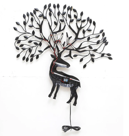 Thumbnail: Gold Wrought Iron Led Swamp Deer Head Tree