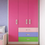 Thumbnail: Fiona Kids' Three Door Multicolor Wardrobe In Barbie Pink Finish