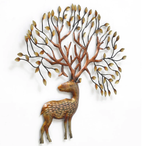 Thumbnail: Gold Wrought Iron Led Swamp Deer Head Tree