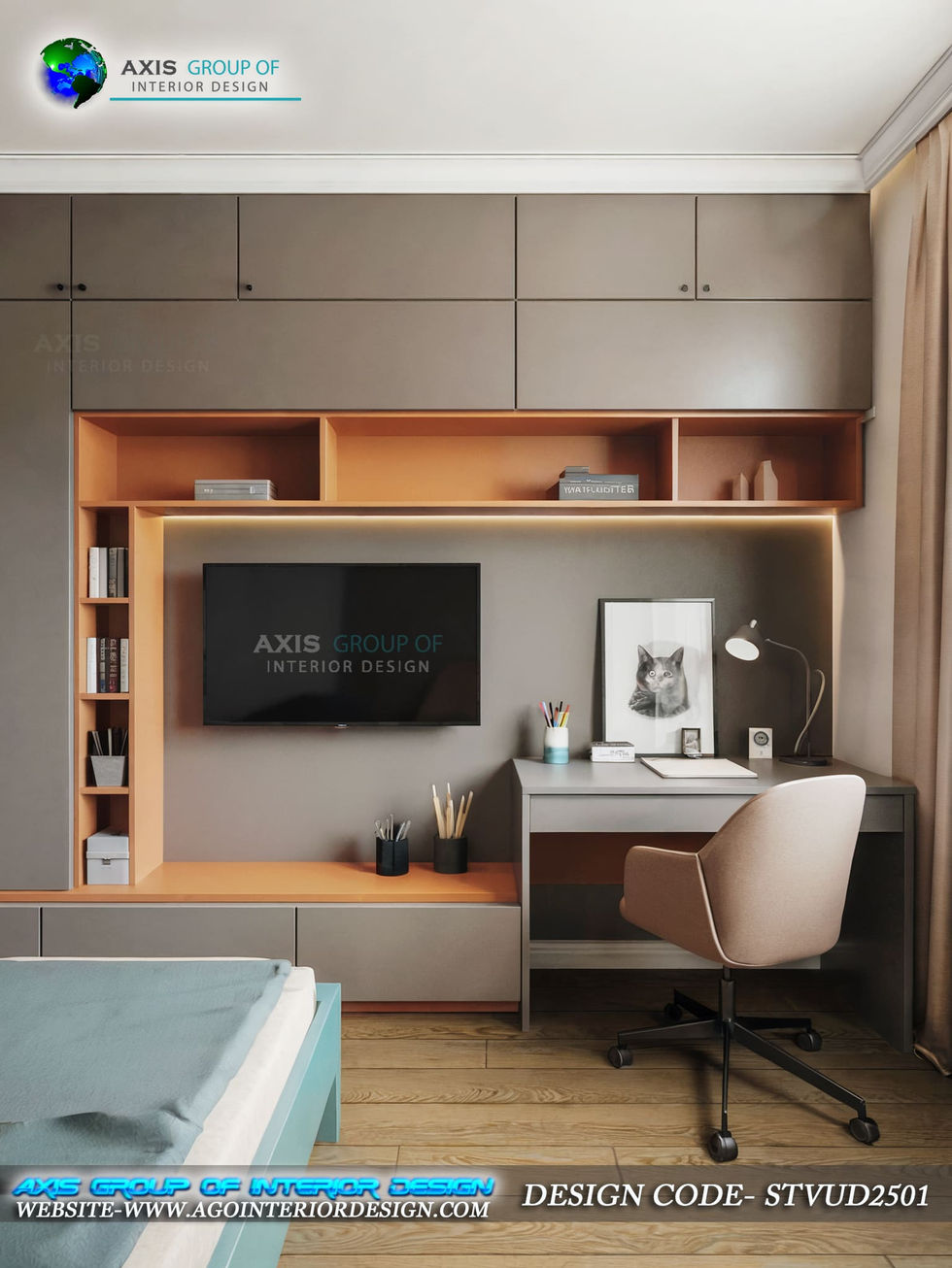 Custom TV Unit with Study Table for Small Bedrooms Kolkata