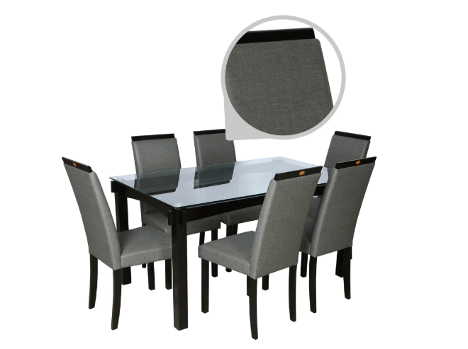 Thumbnail: Stylish Six Seater Dining set in Black & Grey