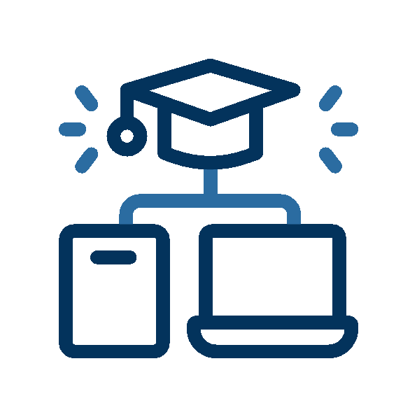 Online course content shown on phone and tablet — illustrating cross-device compatibility and nano-learning features.