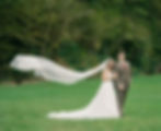 bride and groom outside venue photo