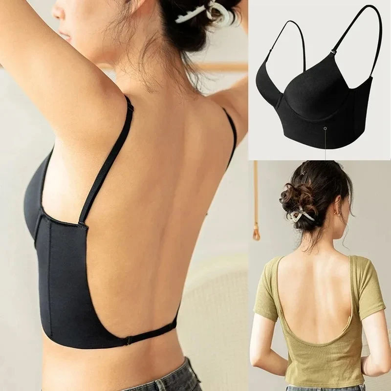 Women’s Invisible Deep U Plunge Bra – Backless & Strapless Support for Dresses