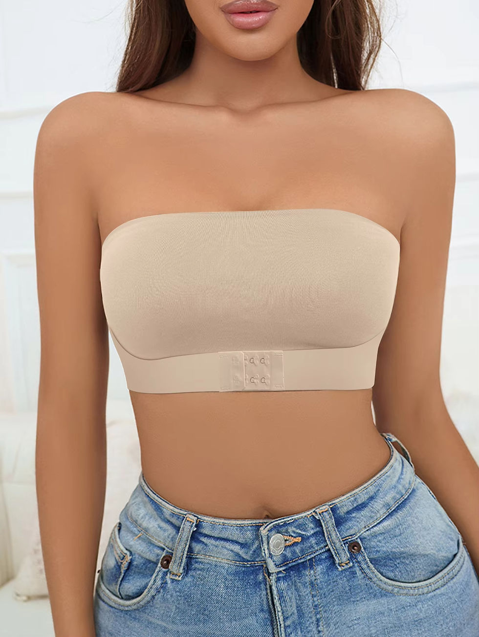 Thumbnail: Buy 1, get 1 free- Women's Strapless Seamless Bra – No Padding, Secure Front Clo