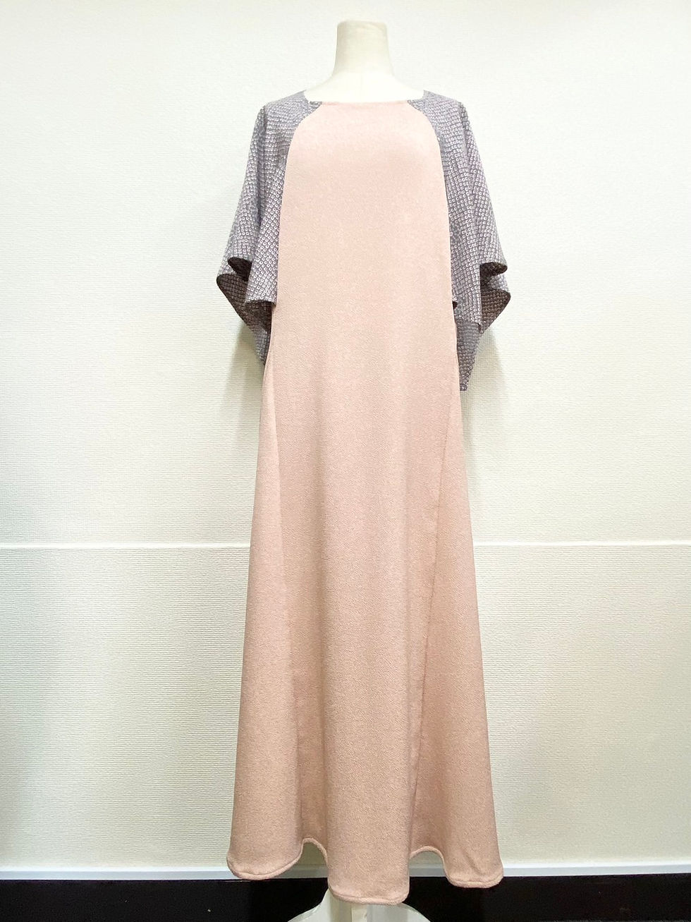 鹿の子ピンク×ピンク無地ワンピ