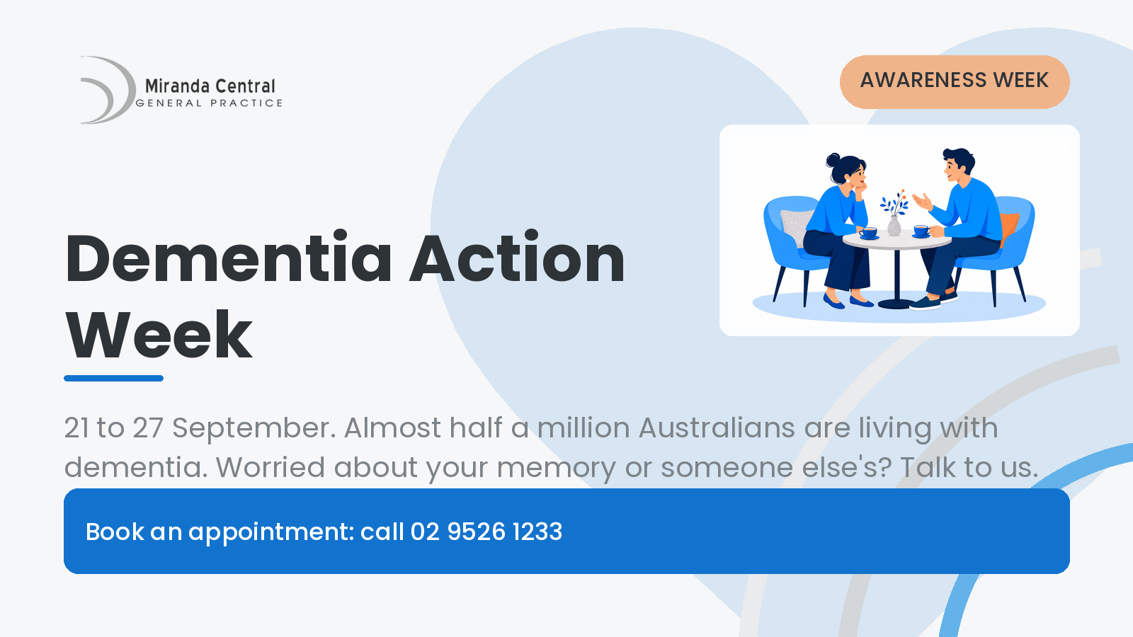 Miranda Central General Practice graphic: Dementia Action Week, 21 to 27 September